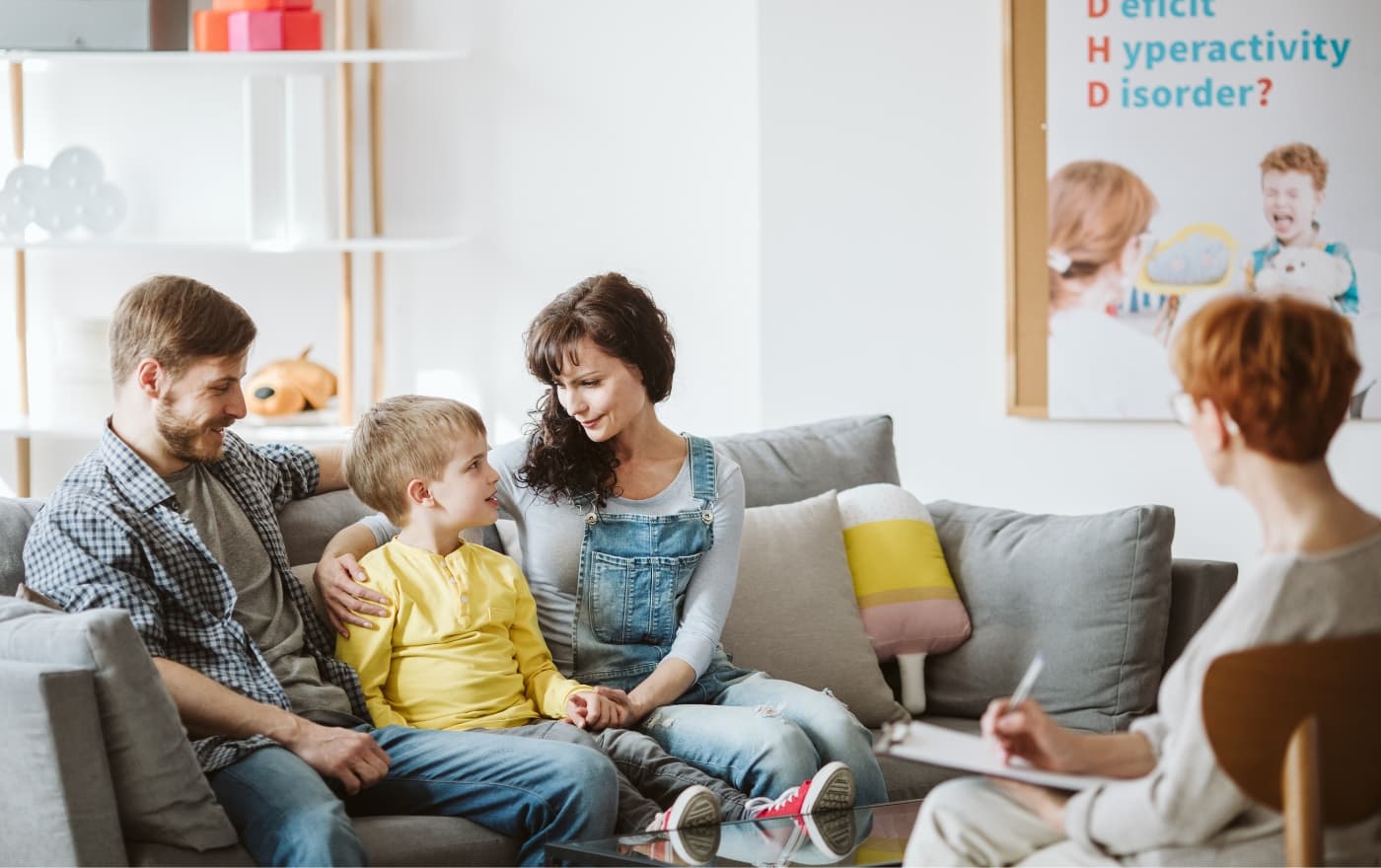 Family with child meeting with a clinician β ADHD and autism spectrum assessments at Minnesota Mental Health Clinics