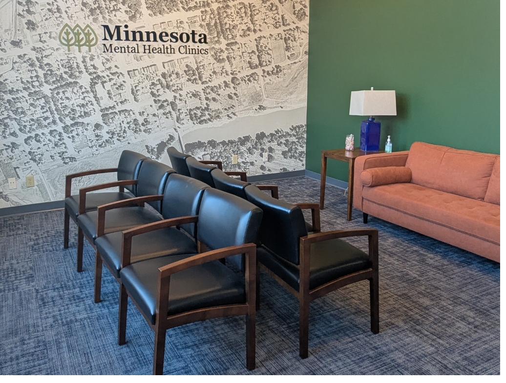 Welcoming lobby and waiting area at Minnesota Mental Health Clinics Chaska
