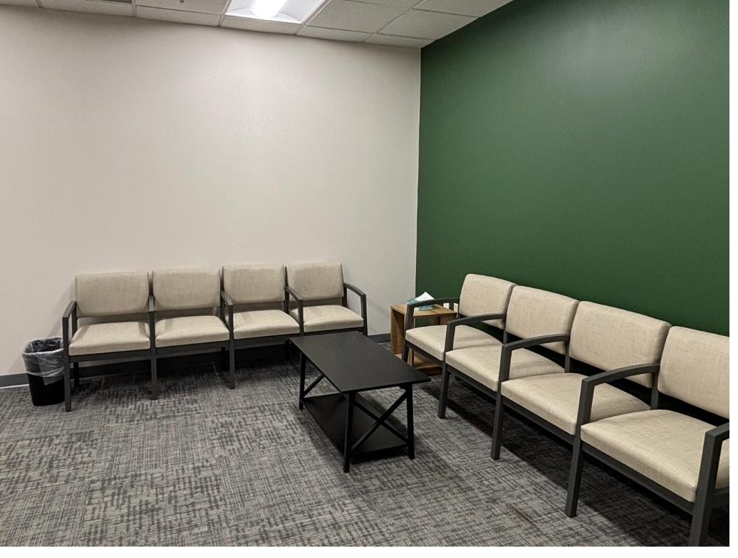 Comfortable lobby and waiting area at Minnesota Mental Health Clinics St. Louis Park